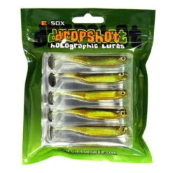 E-Sox Dropshot Lures 7,5cm Big Eye Fry Paddle Tail Bronze/Gold